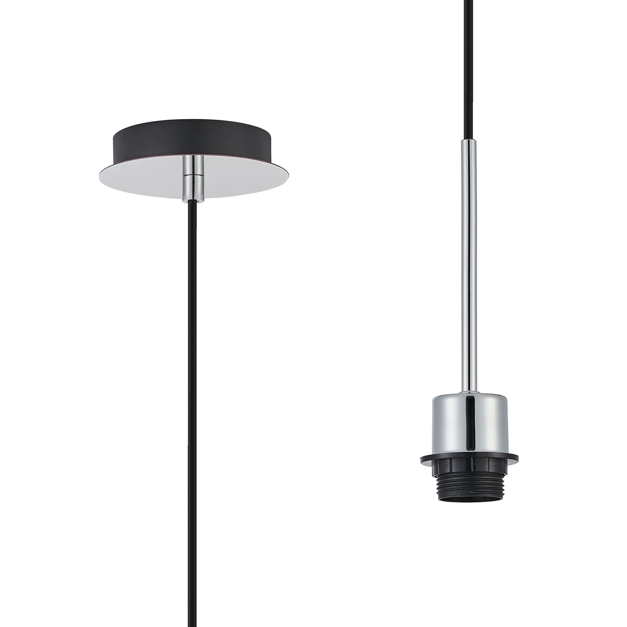 D0904CH  Carrie 12cm Polished Chrome 1 Light E27 Universal Single Pendant (FRAME ONLY), Suitable For A Vast Selection Of Shades
